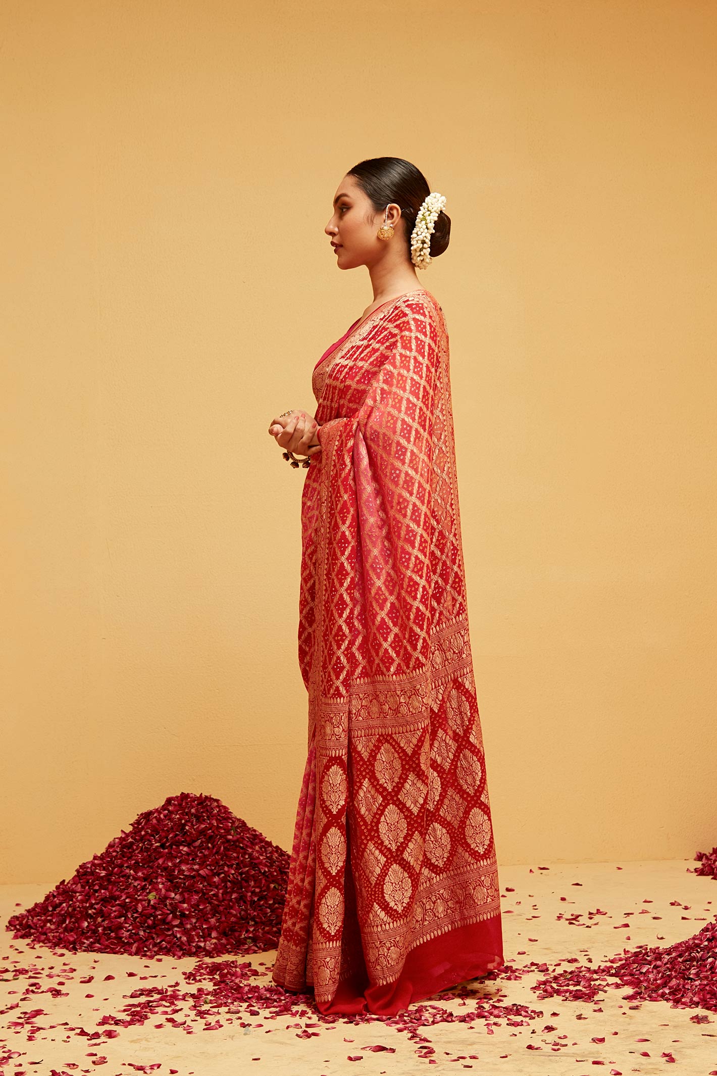 RED Traditional banarasee saree