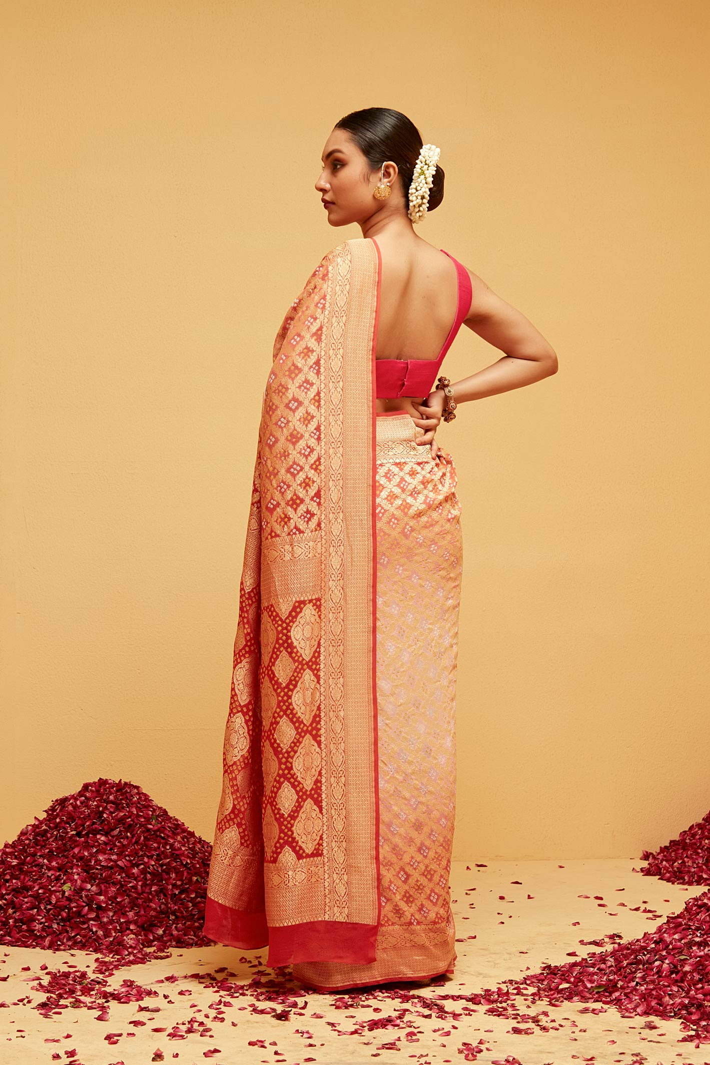 LIGHT ORANGE banarasee saree