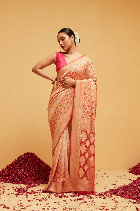 LIGHT ORANGE banarasee saree