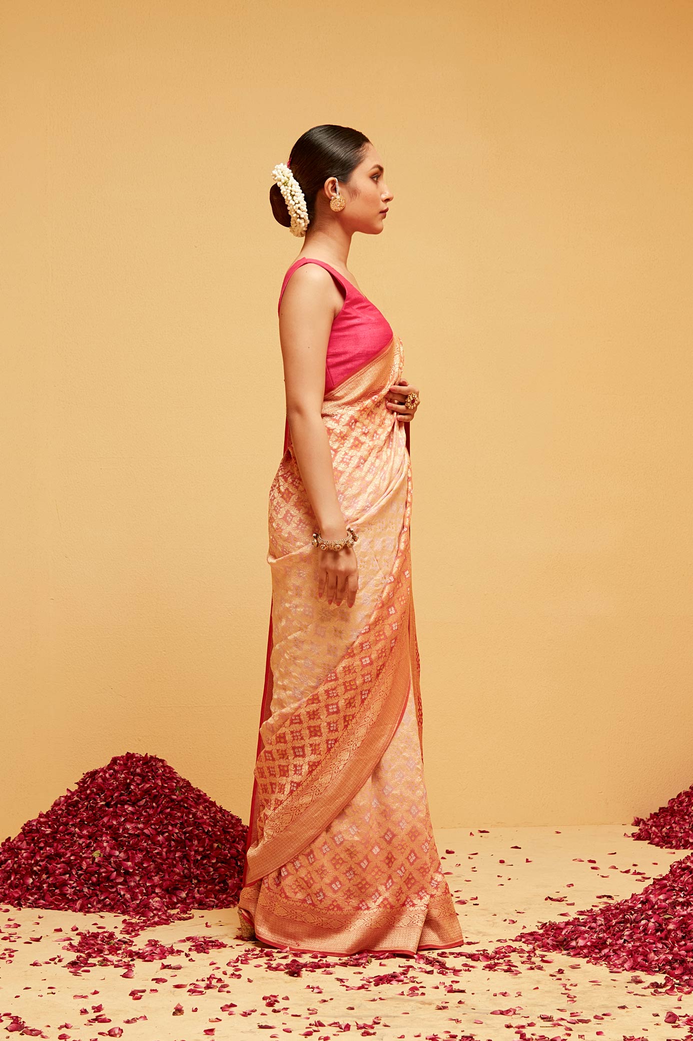 LIGHT ORANGE banarasee saree