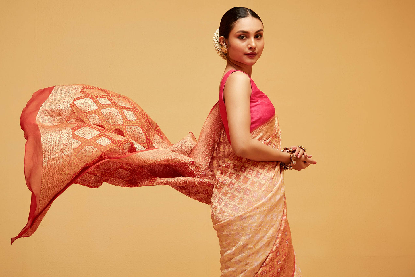 LIGHT ORANGE banarasee saree