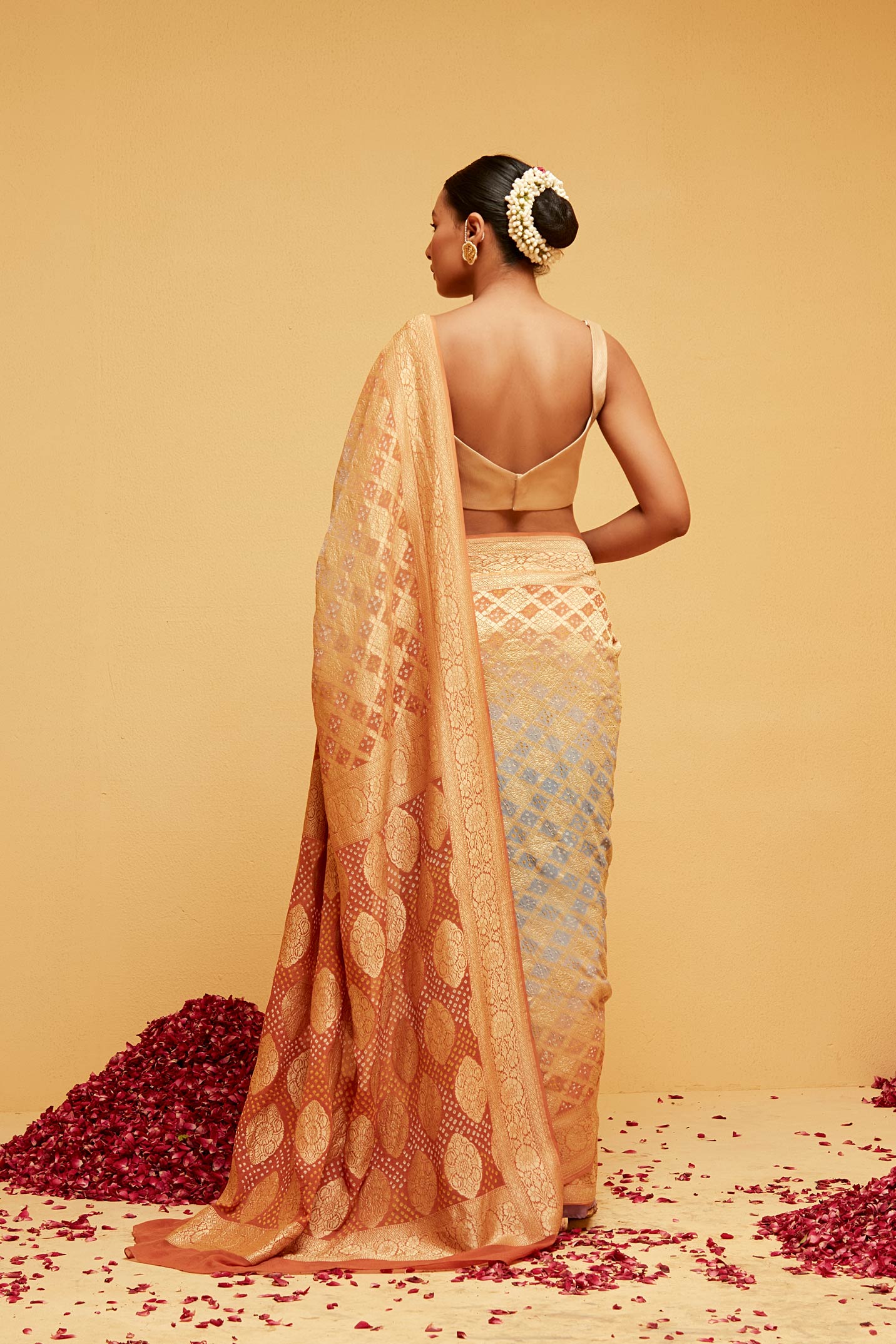 ORANGE Traditional bandhani banarsee saree