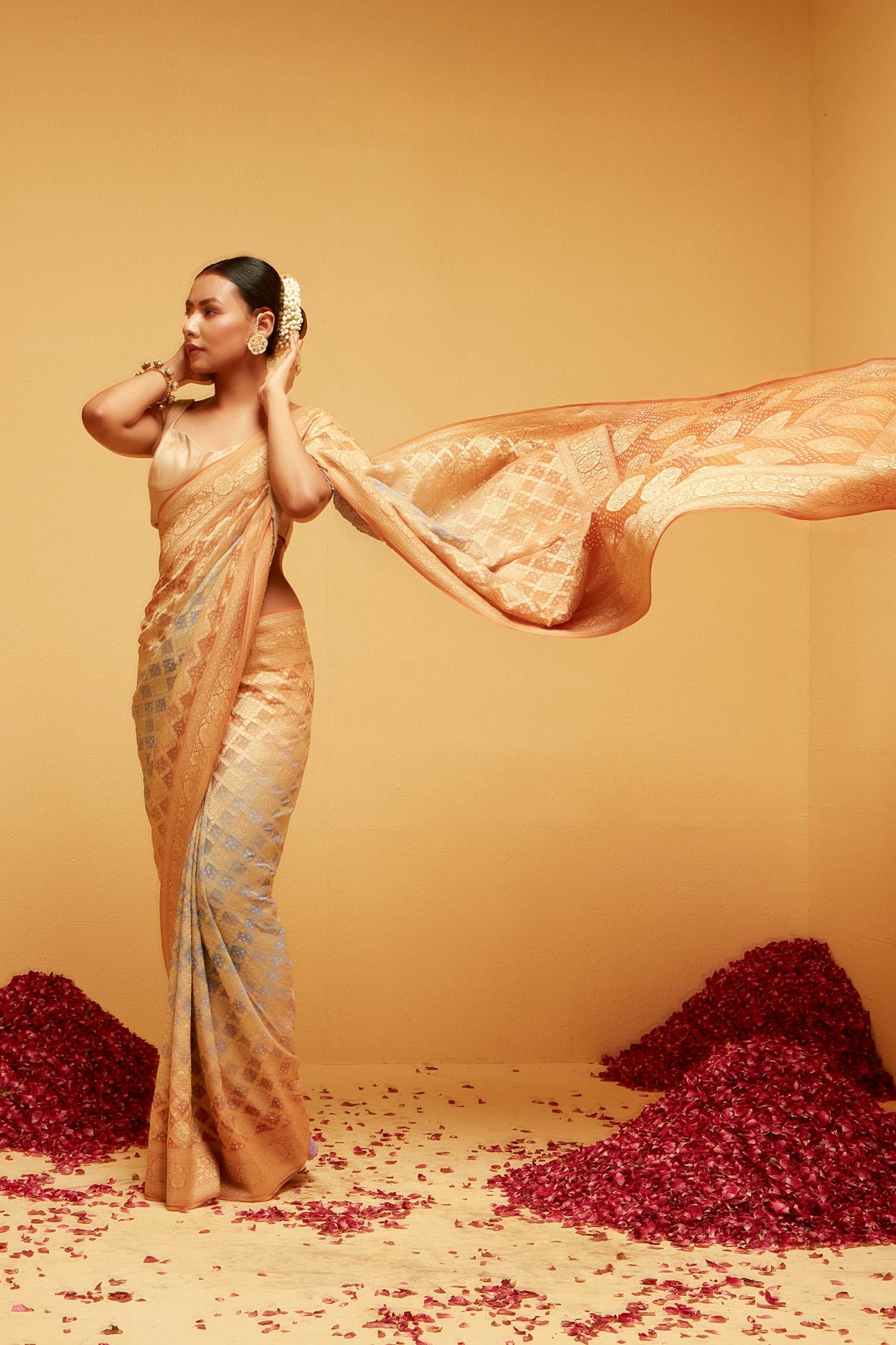 ORANGE Traditional bandhani banarsee saree