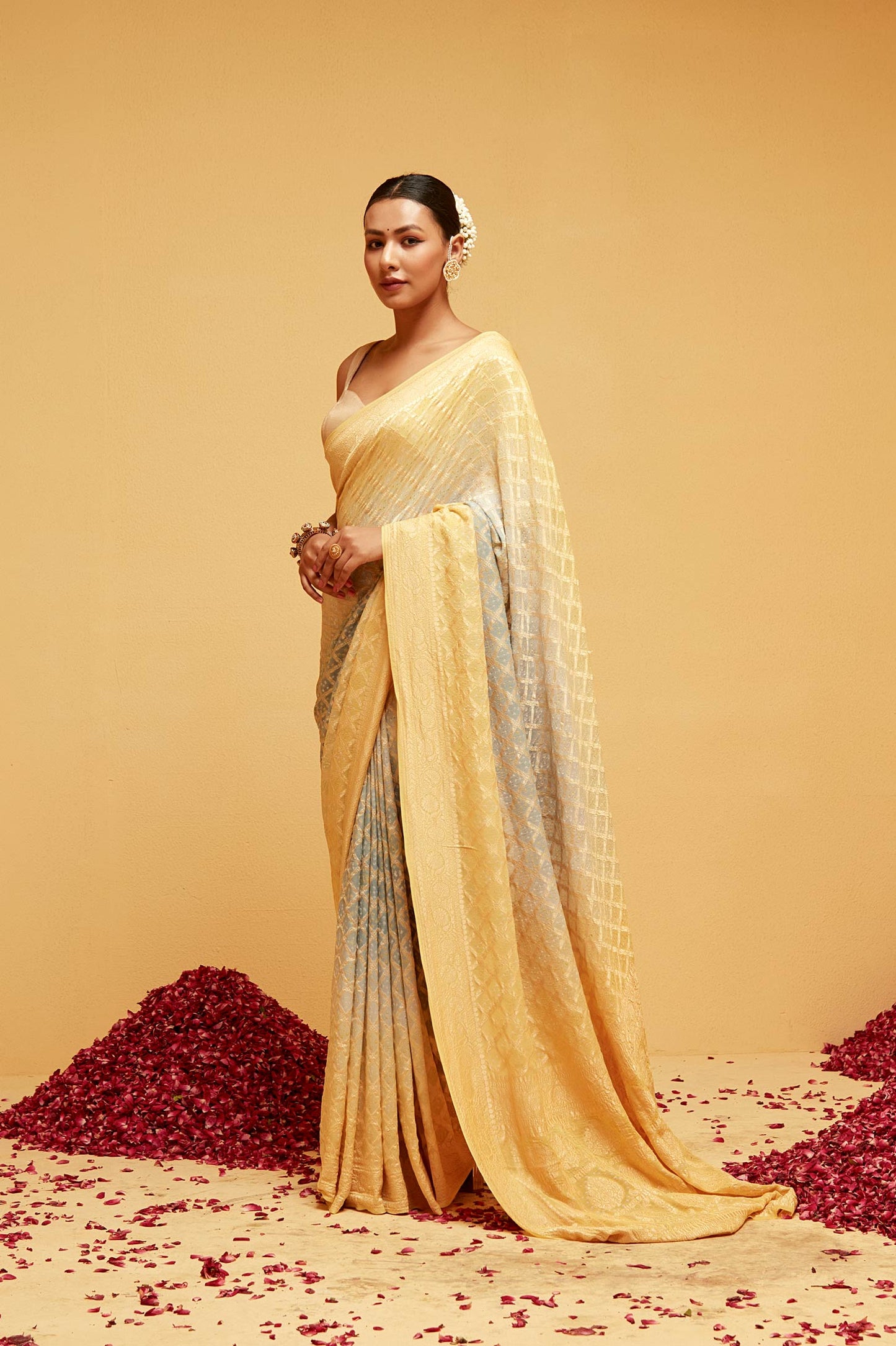 YELLOW banasaree saree