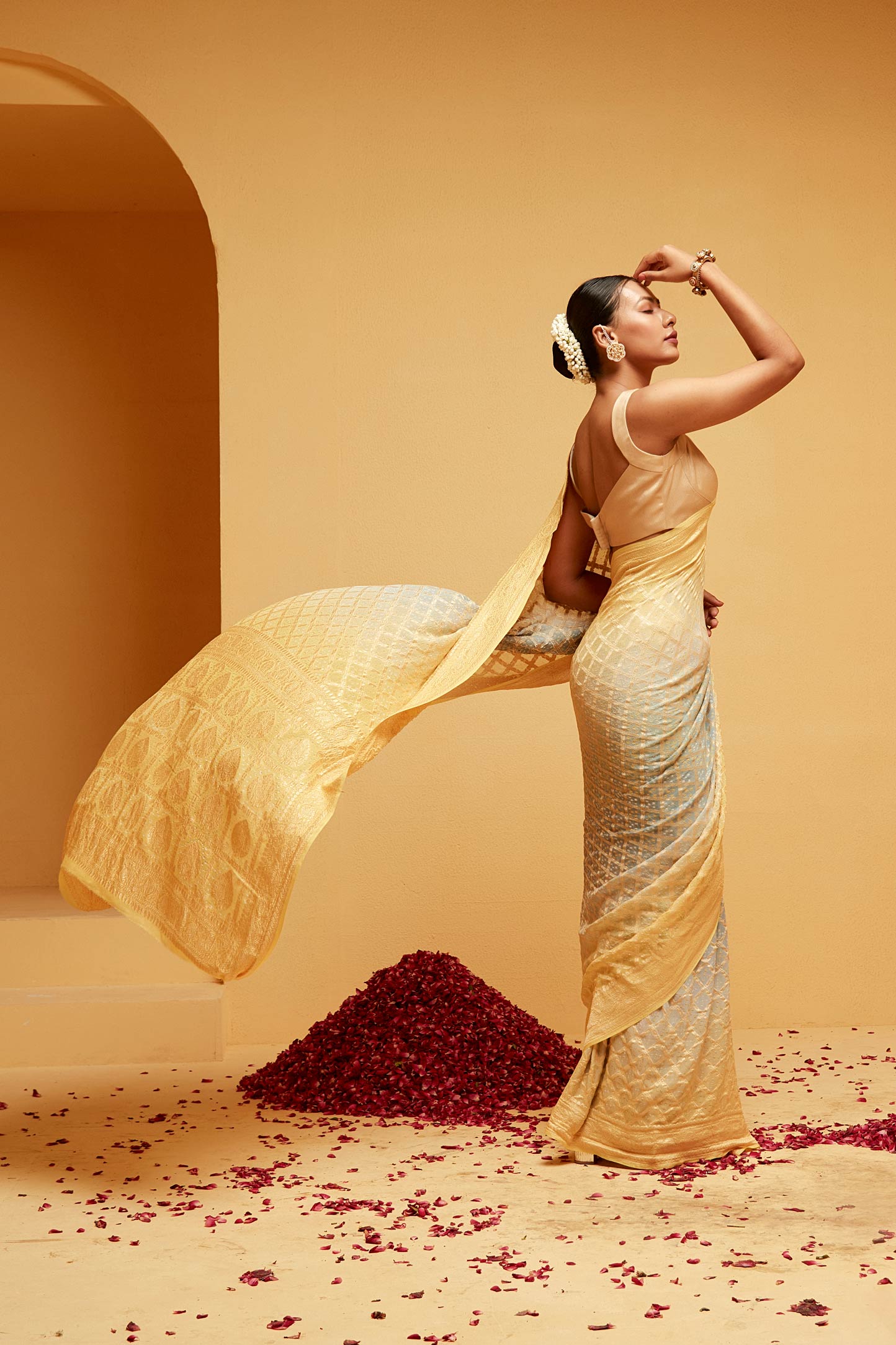 YELLOW banasaree saree