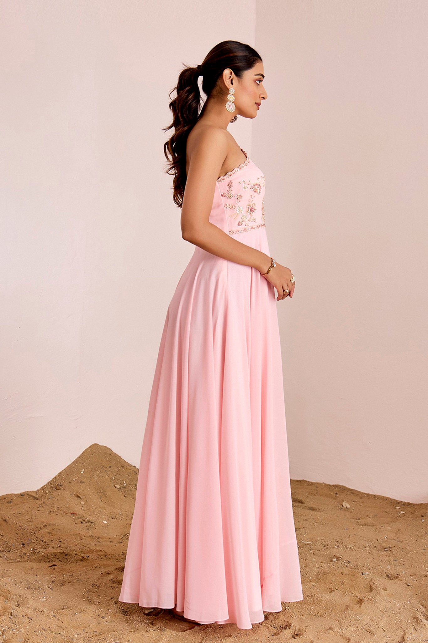 POWDER PINK ONE SHOULDER GOWN