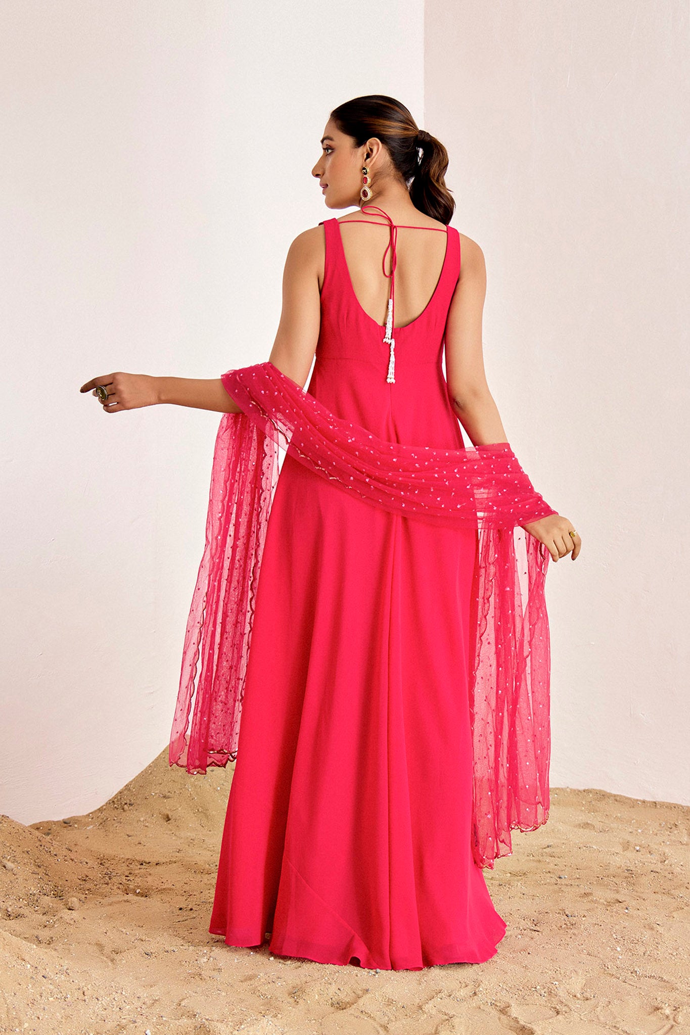 PINK SLEEVELESS ANARKALI SET