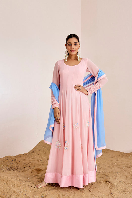 PINK - BLUE ANARKALI SET