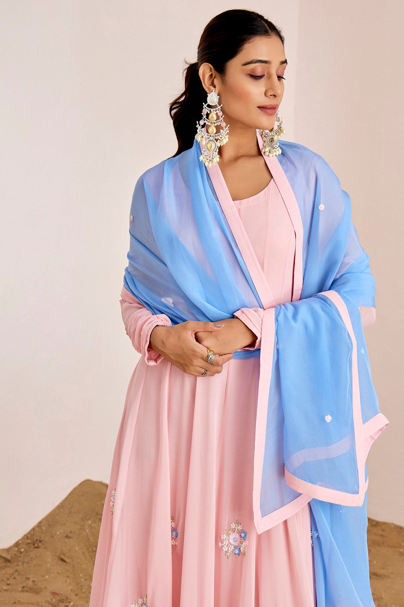 PINK - BLUE ANARKALI SET