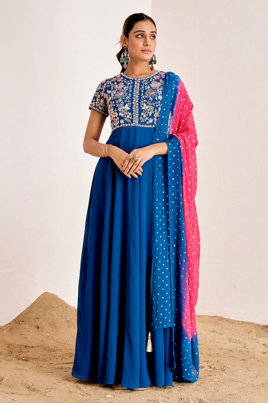 Teal Blue Anarkali Set