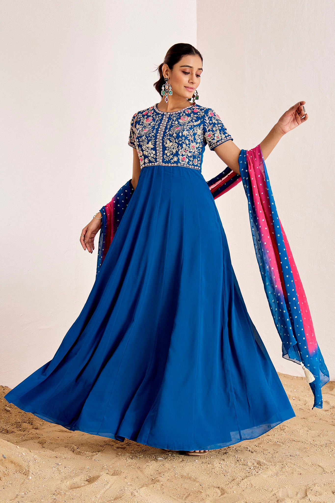 Teal Blue Anarkali Set