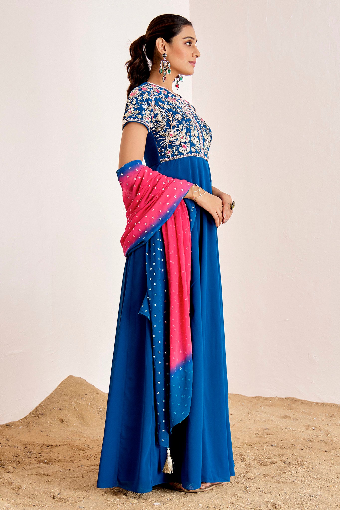 Teal Blue Anarkali Set