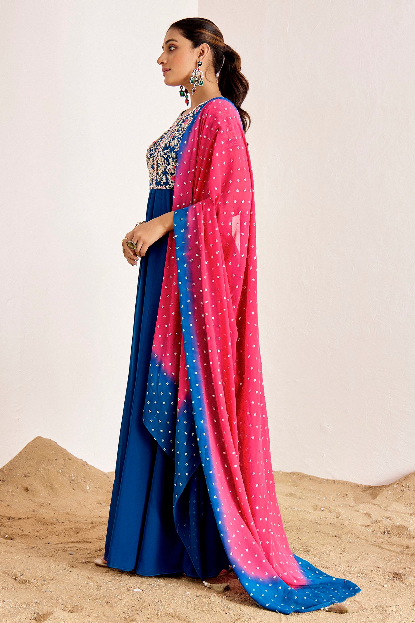 Teal Blue Anarkali Set