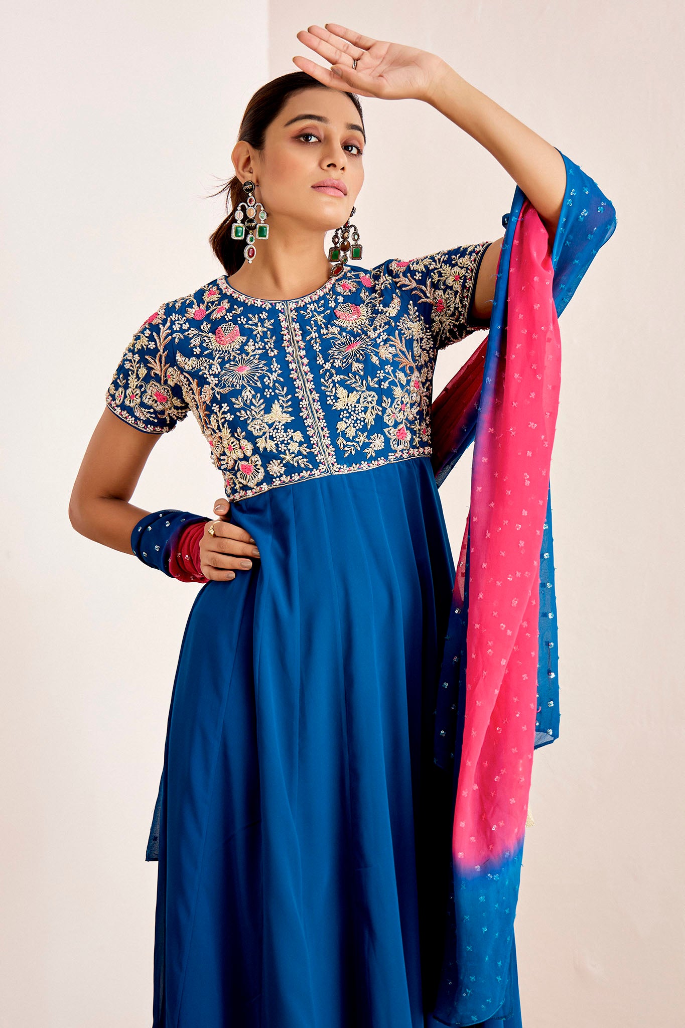 Teal Blue Anarkali Set