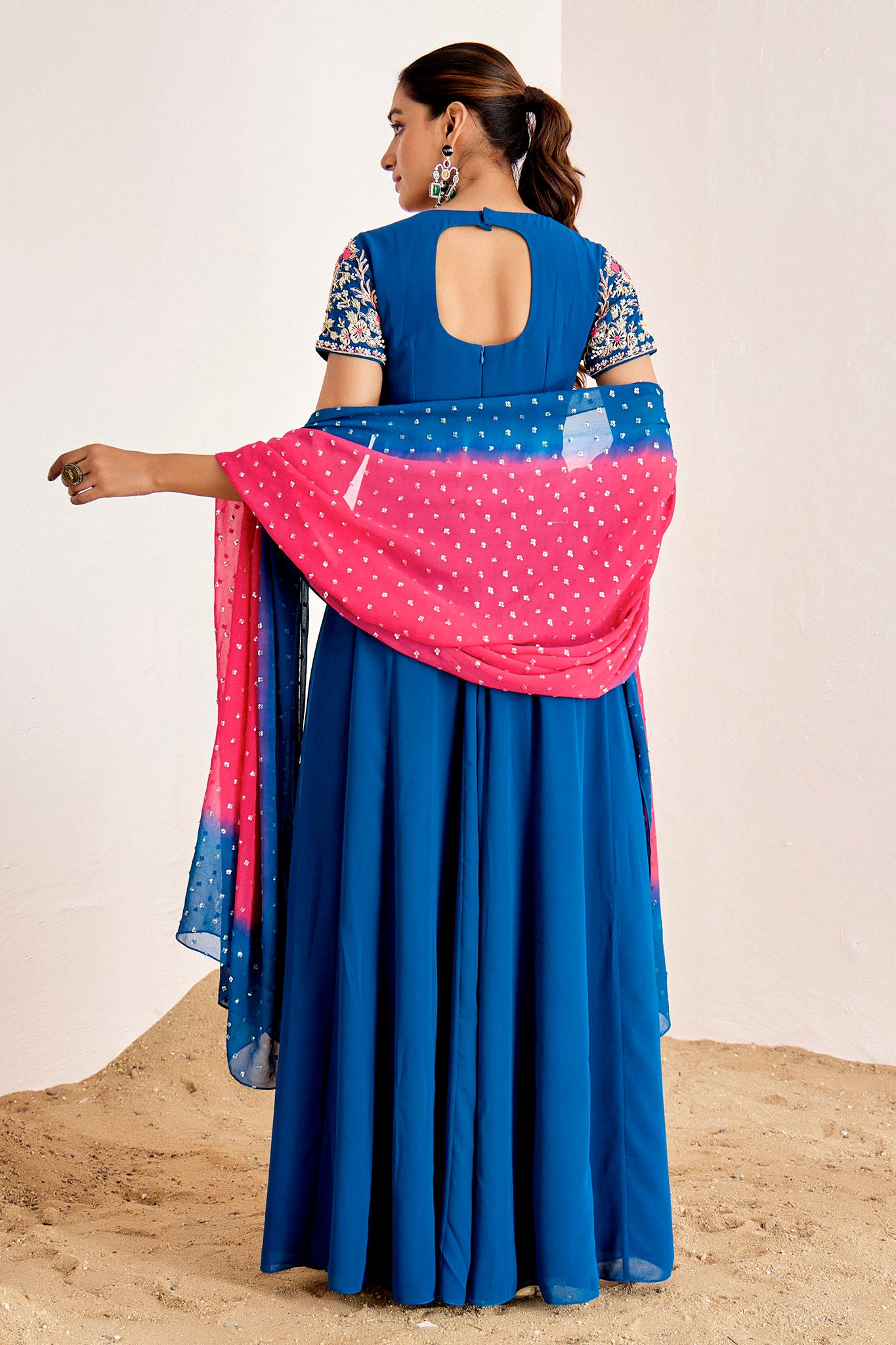 Teal Blue Anarkali Set