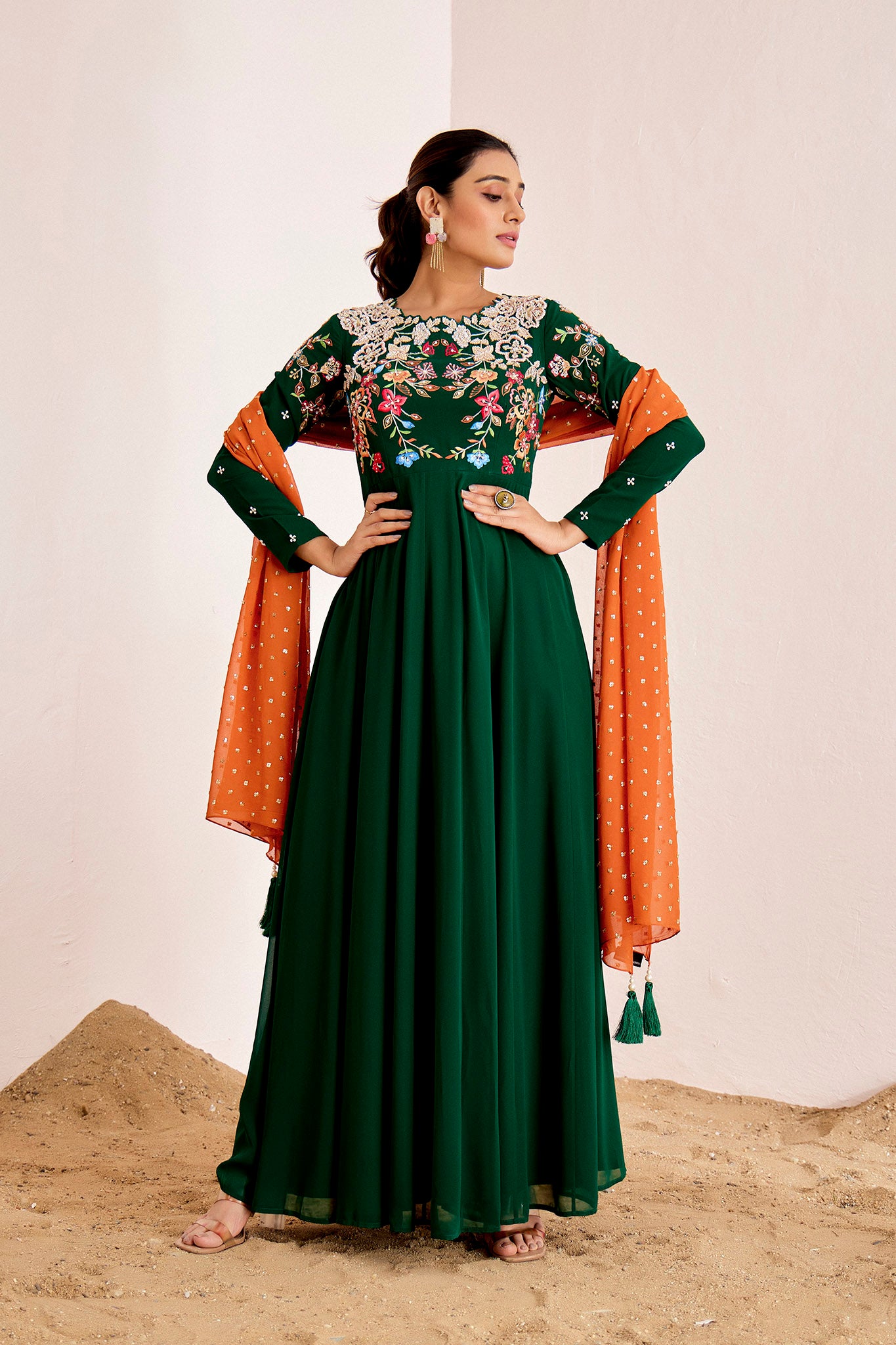 THREAD EMBROIDERED ANARKALI SET