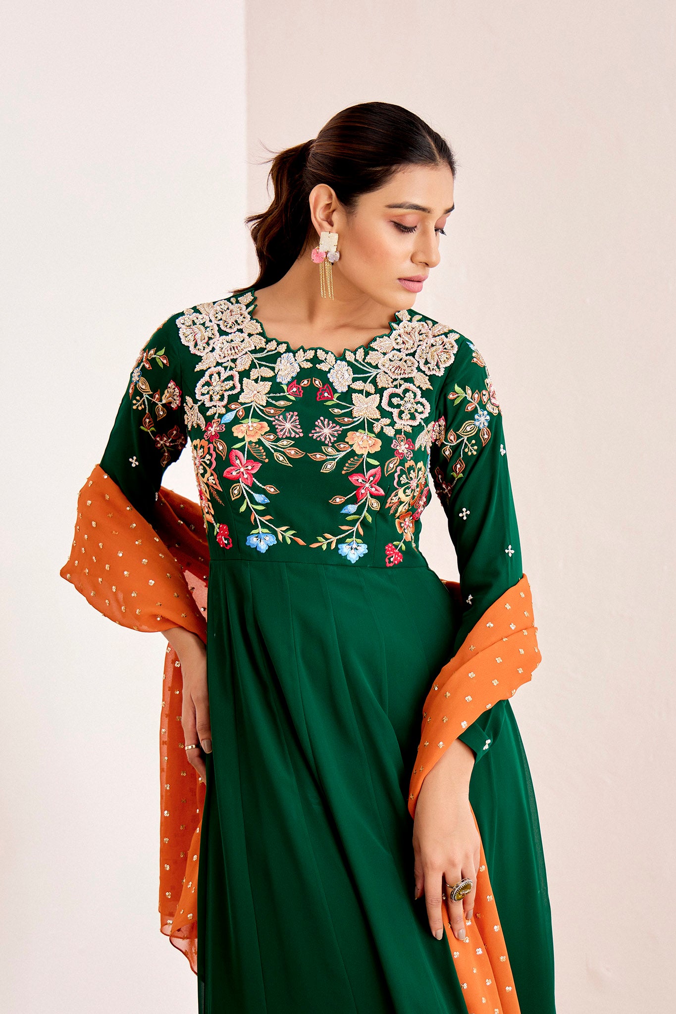 THREAD EMBROIDERED ANARKALI SET