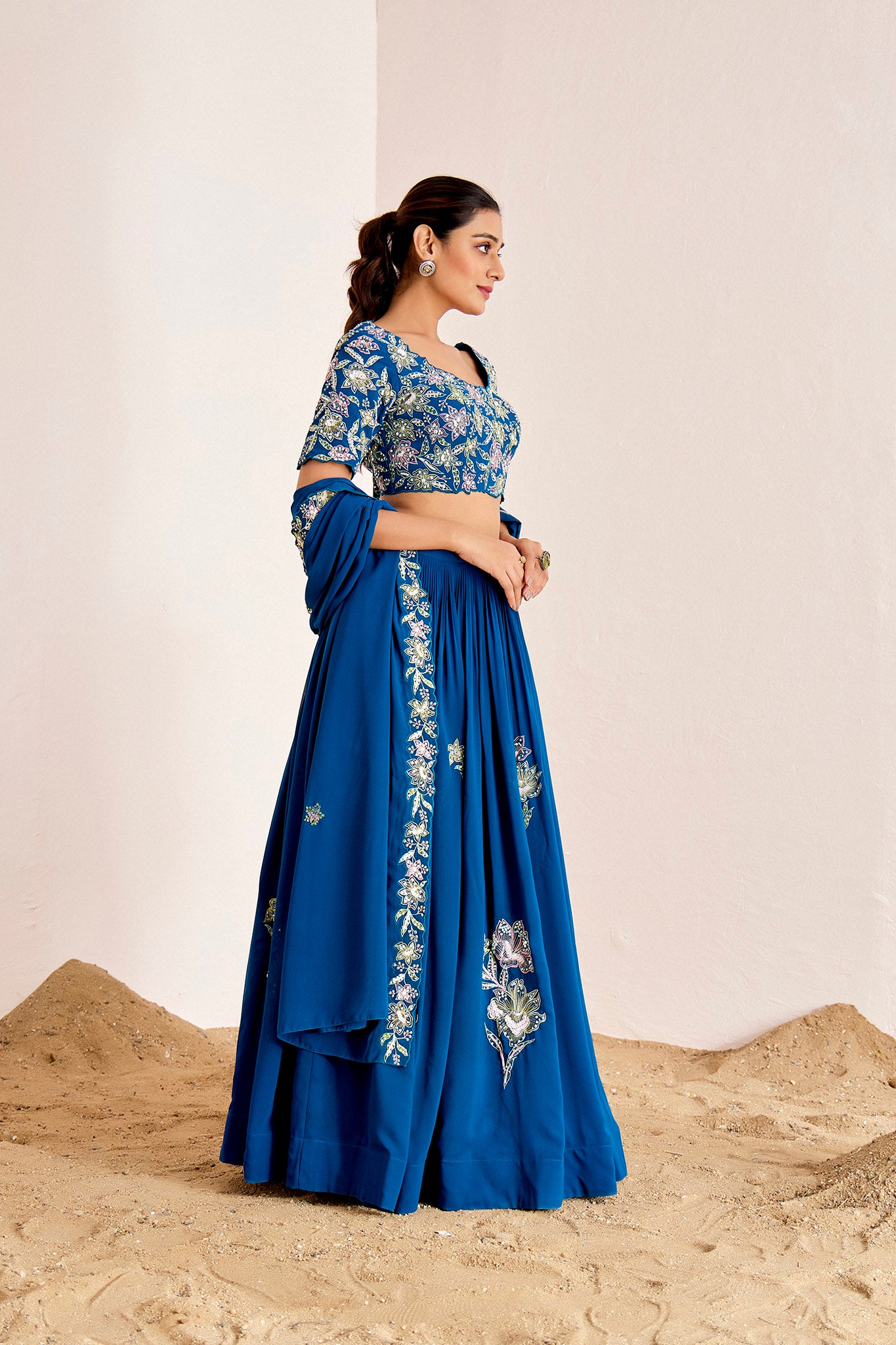 TEAL THREAD WORK LEHENGA SET