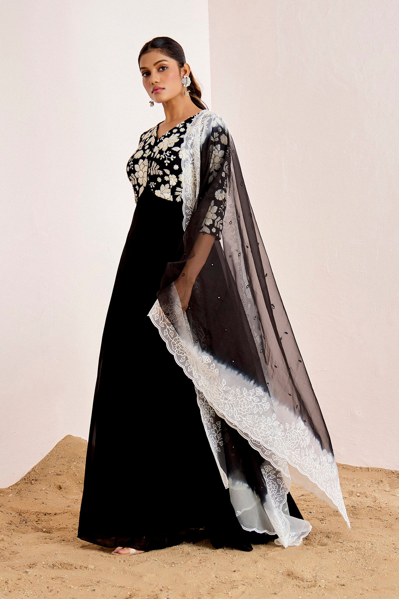 BLACK - WHITE ANARKALI