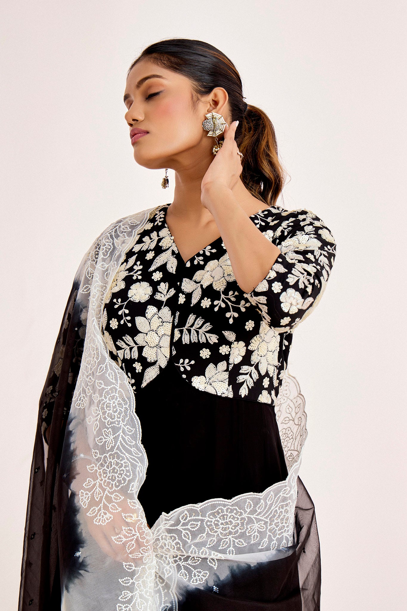 BLACK - WHITE ANARKALI