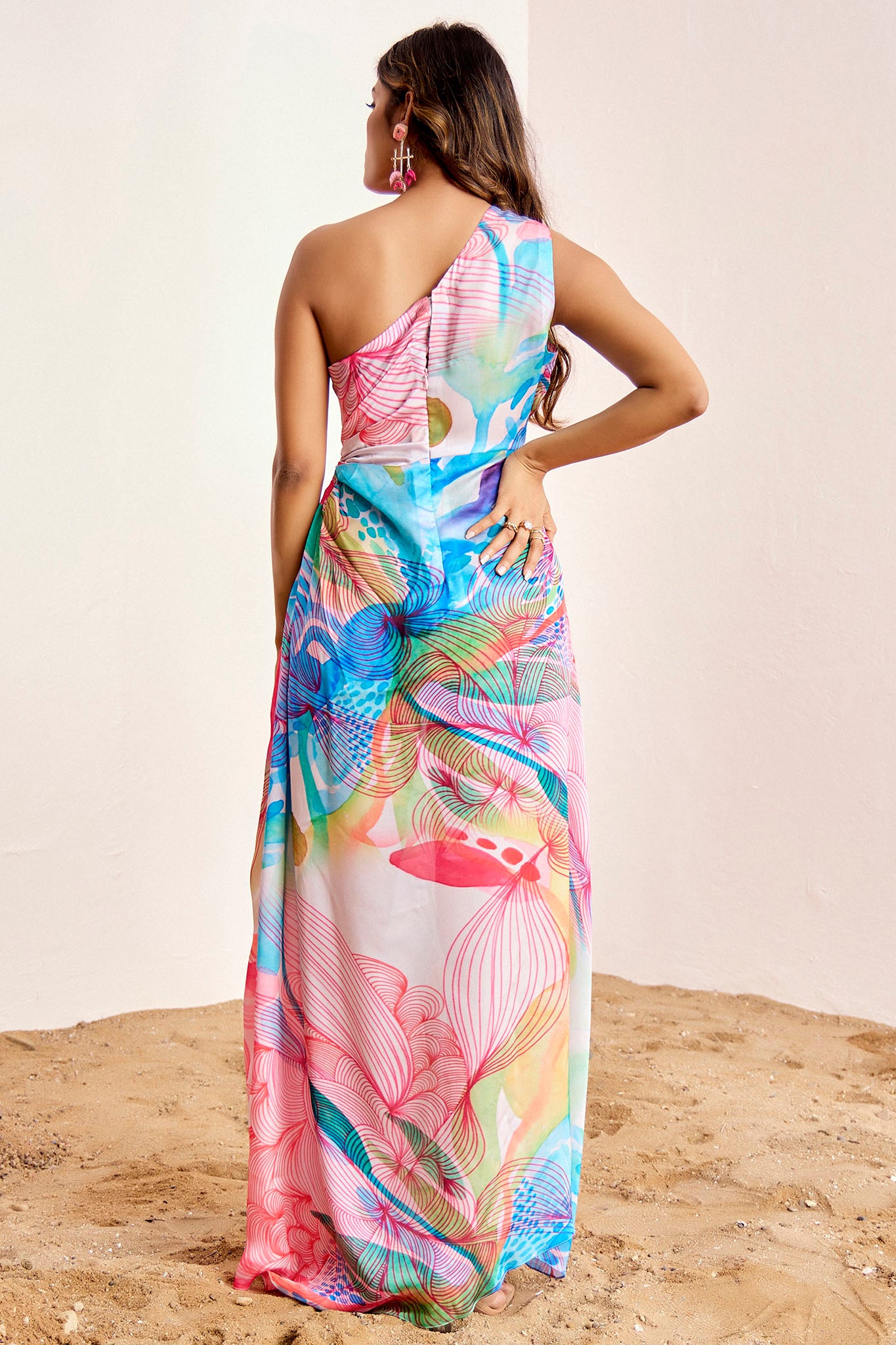 Multi color One Shoulder Gown