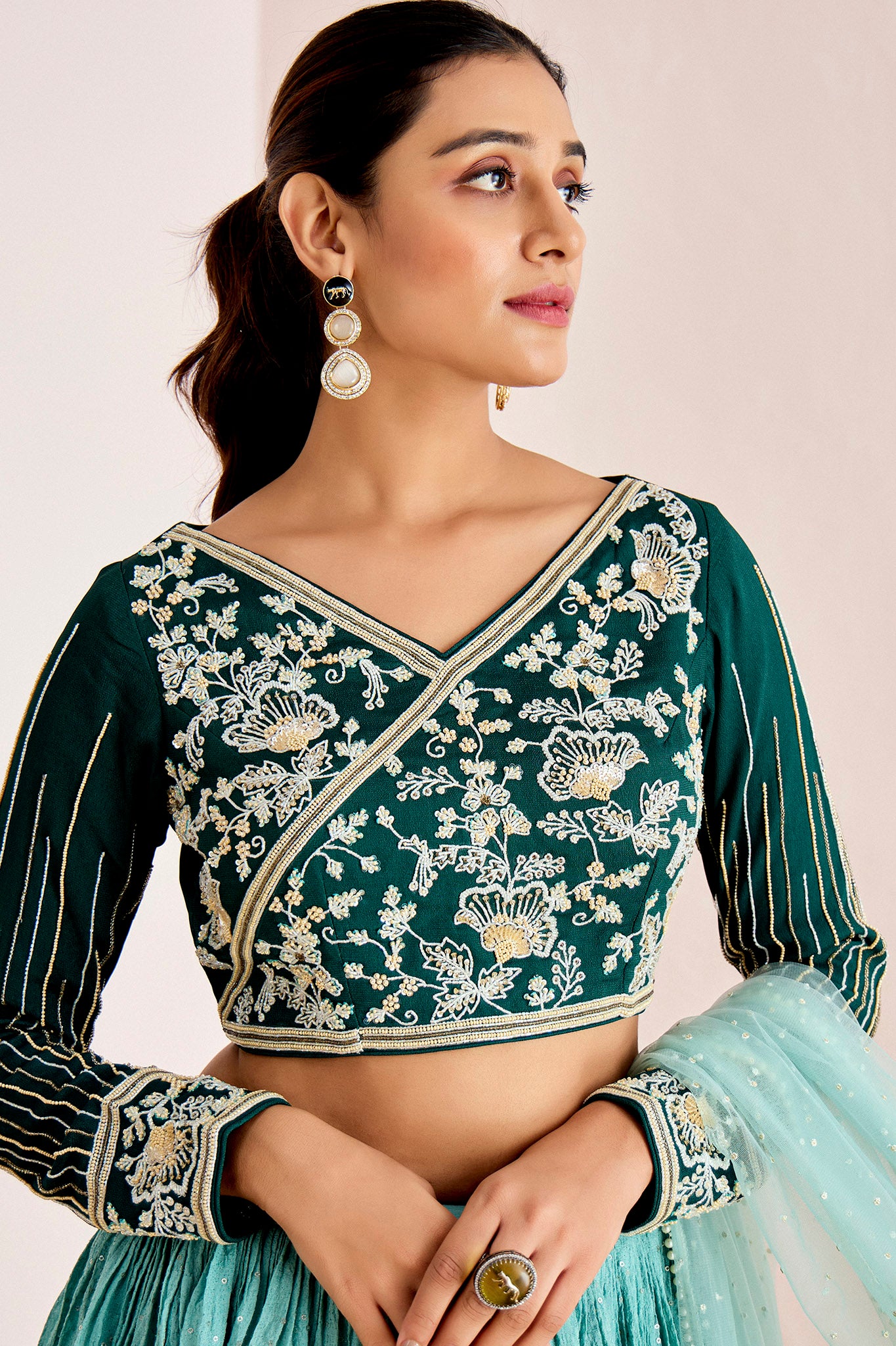 GREEN OMBRE LEHENGA SET