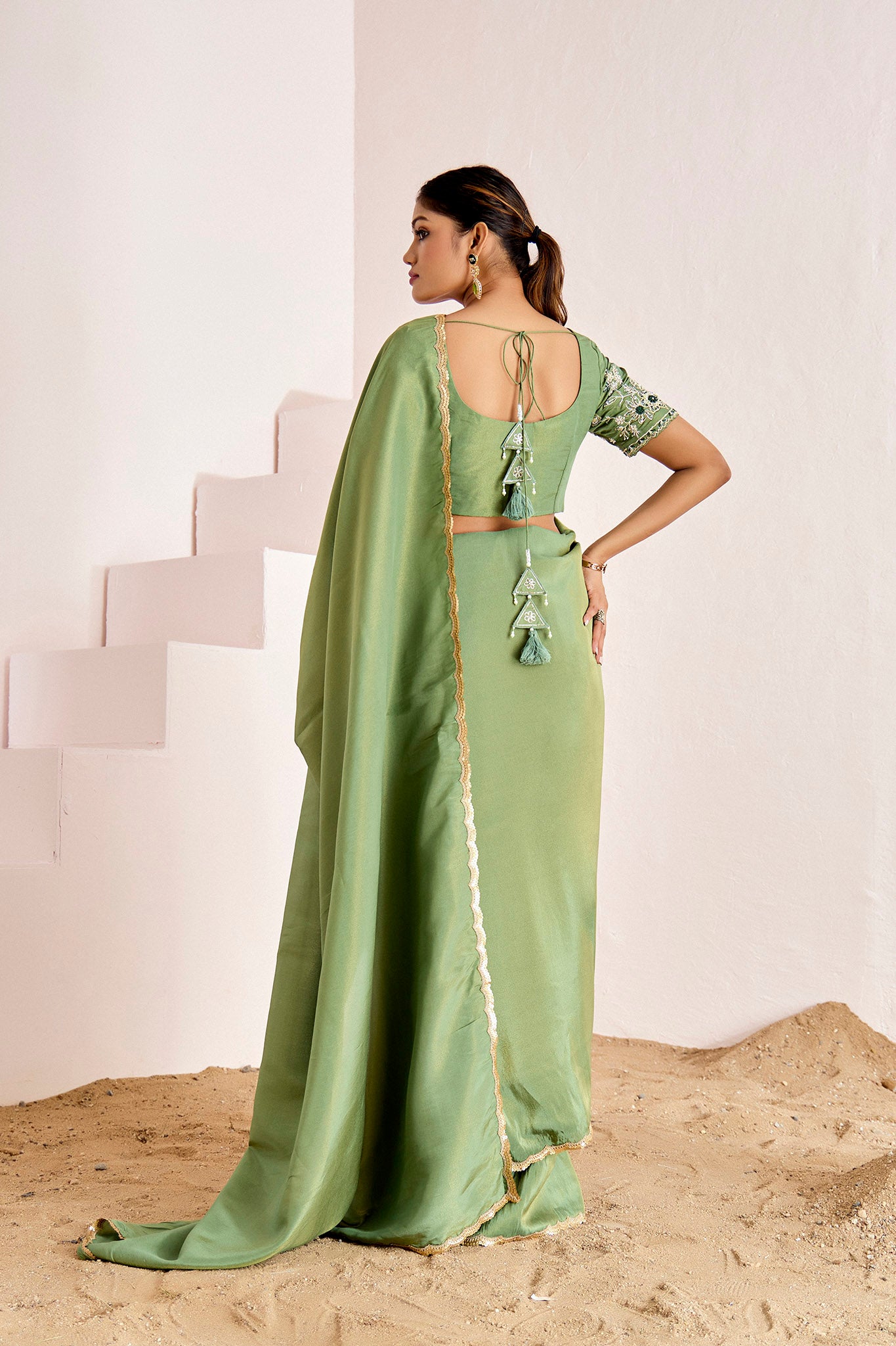 SHIMMER GREEN SAREE