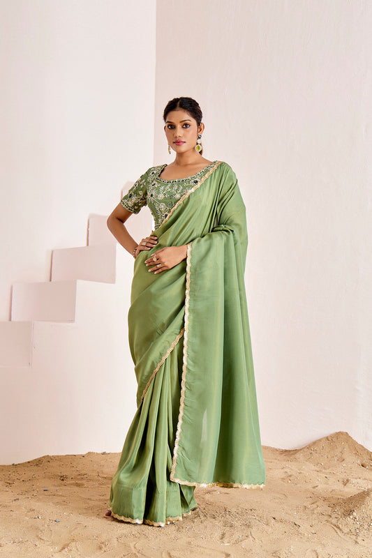 SHIMMER GREEN SAREE