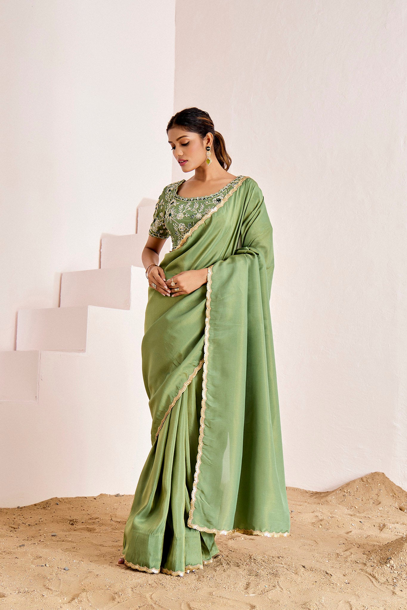 SHIMMER GREEN SAREE