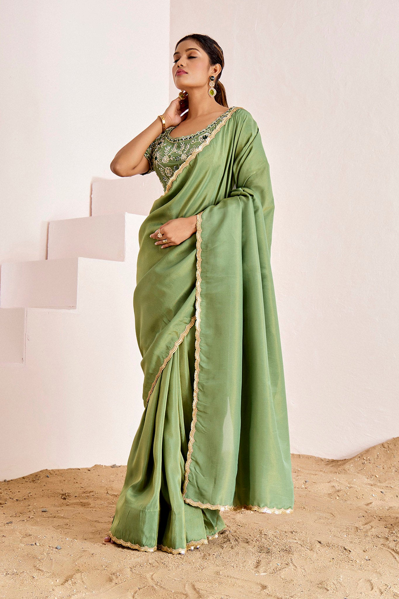 SHIMMER GREEN SAREE