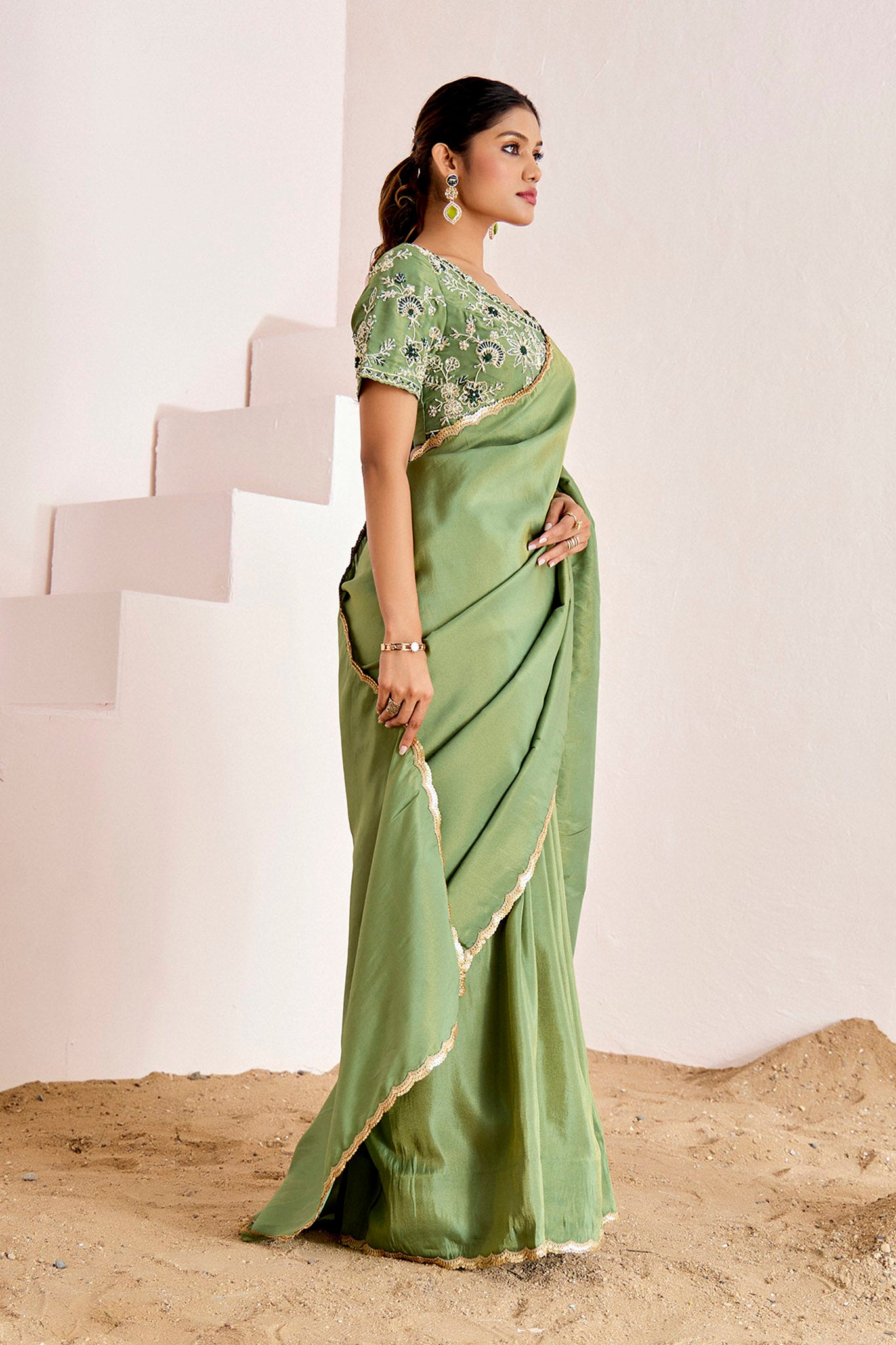 SHIMMER GREEN SAREE