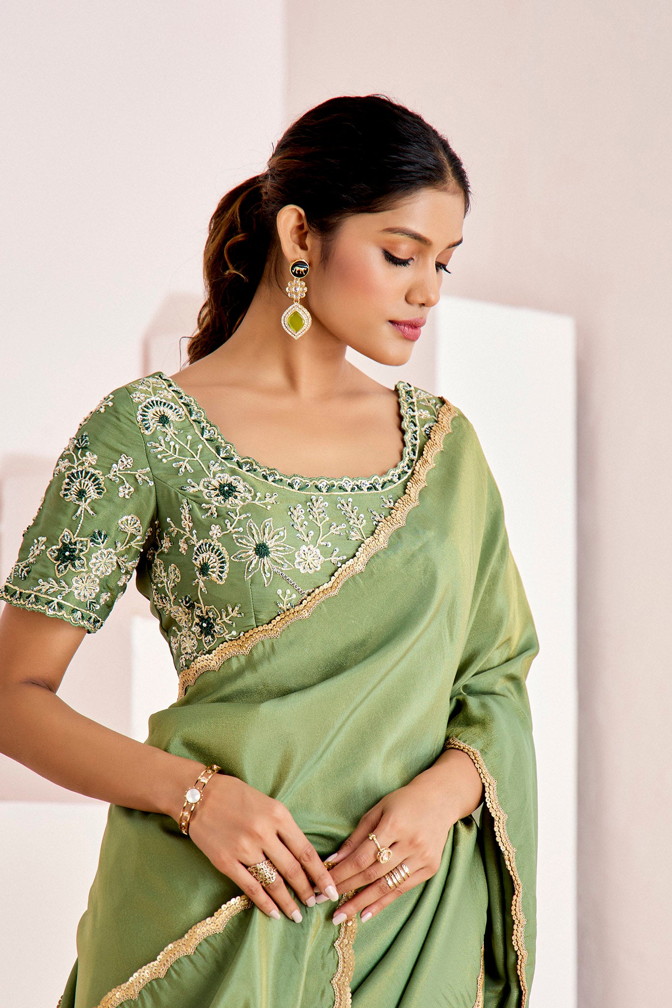 SHIMMER GREEN SAREE