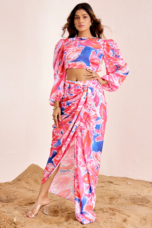 Crop Top And Slit Maxi Skirt Set
