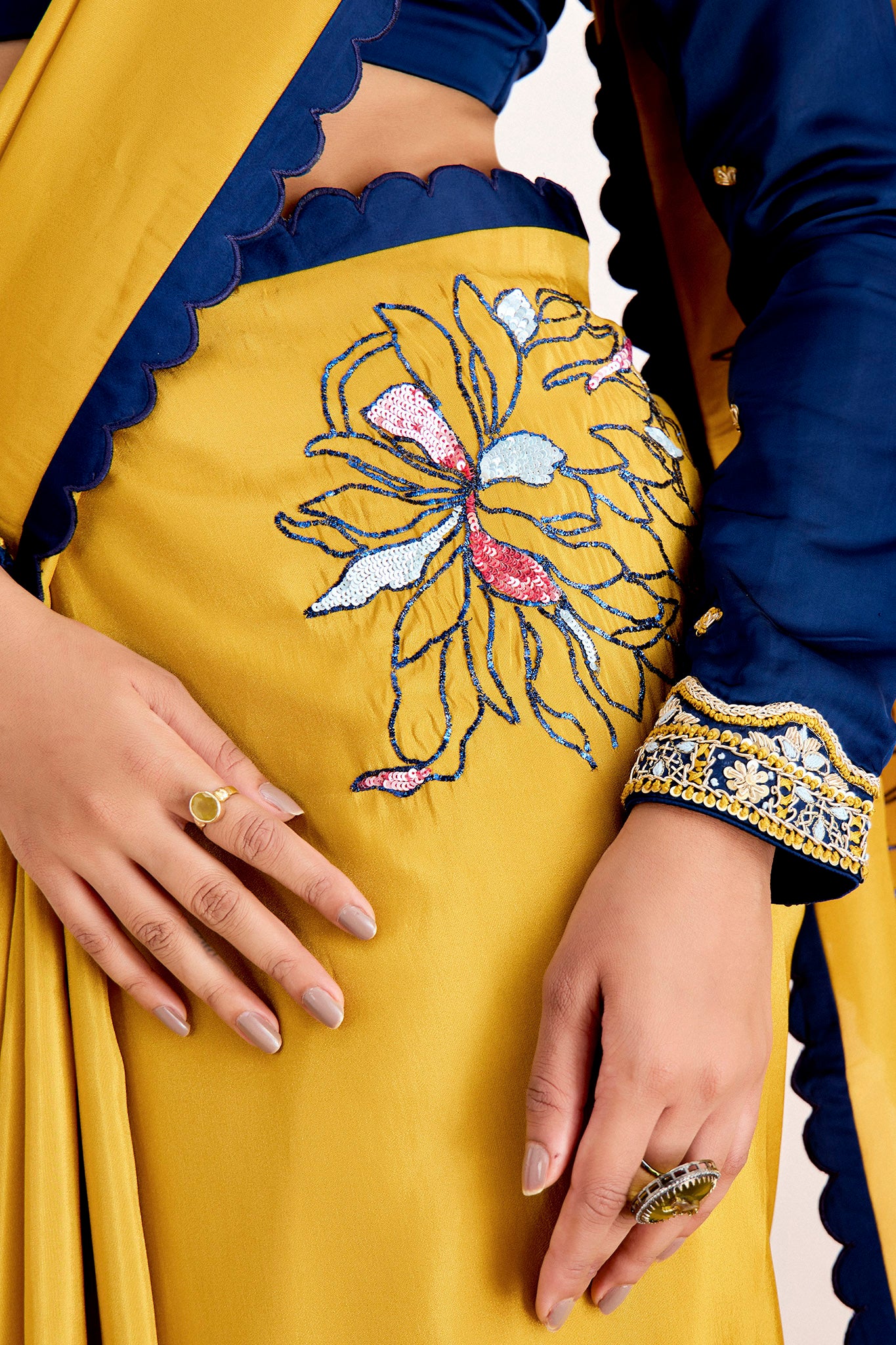 YELLOW BLUE SHIMMER SILK SAREE