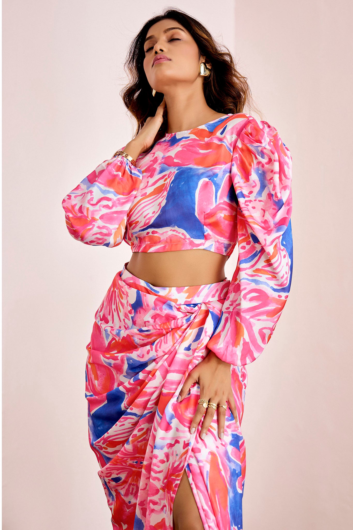 Crop Top And Slit Maxi Skirt Set
