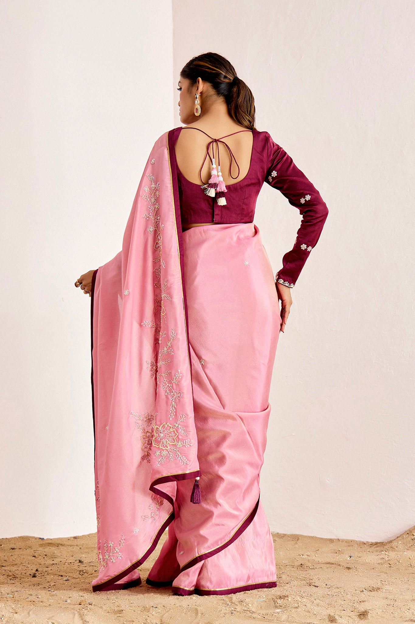 WINE PINK SHIMMER SAREE