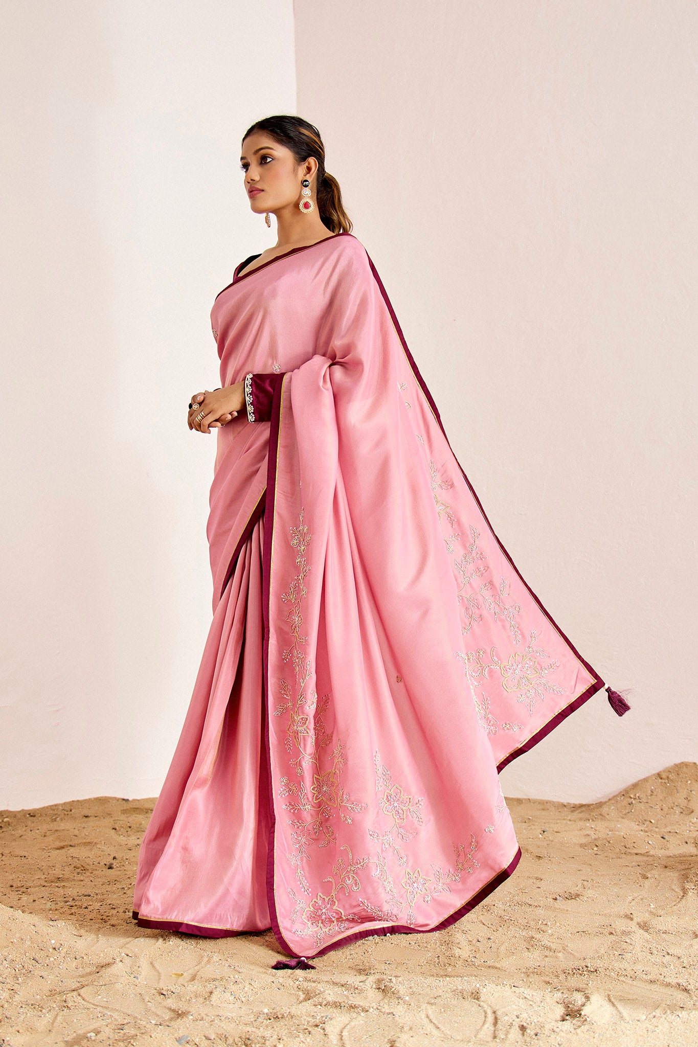 WINE PINK SHIMMER SAREE