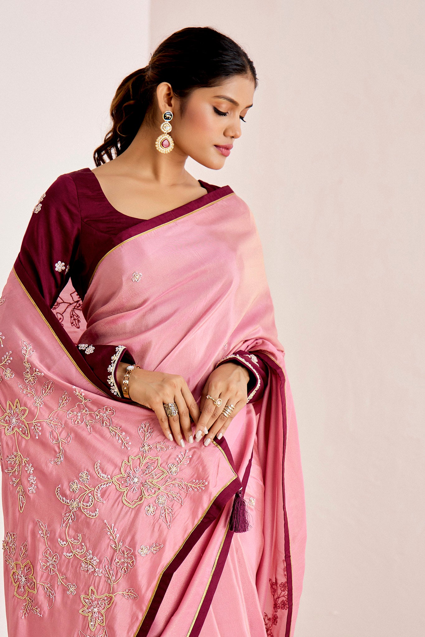 WINE PINK SHIMMER SAREE