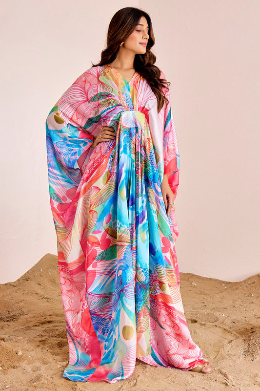 Floral Long Kaftan Dress