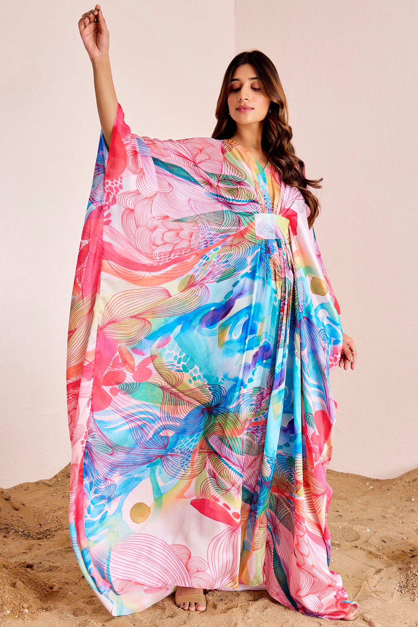 Floral Long Kaftan Dress
