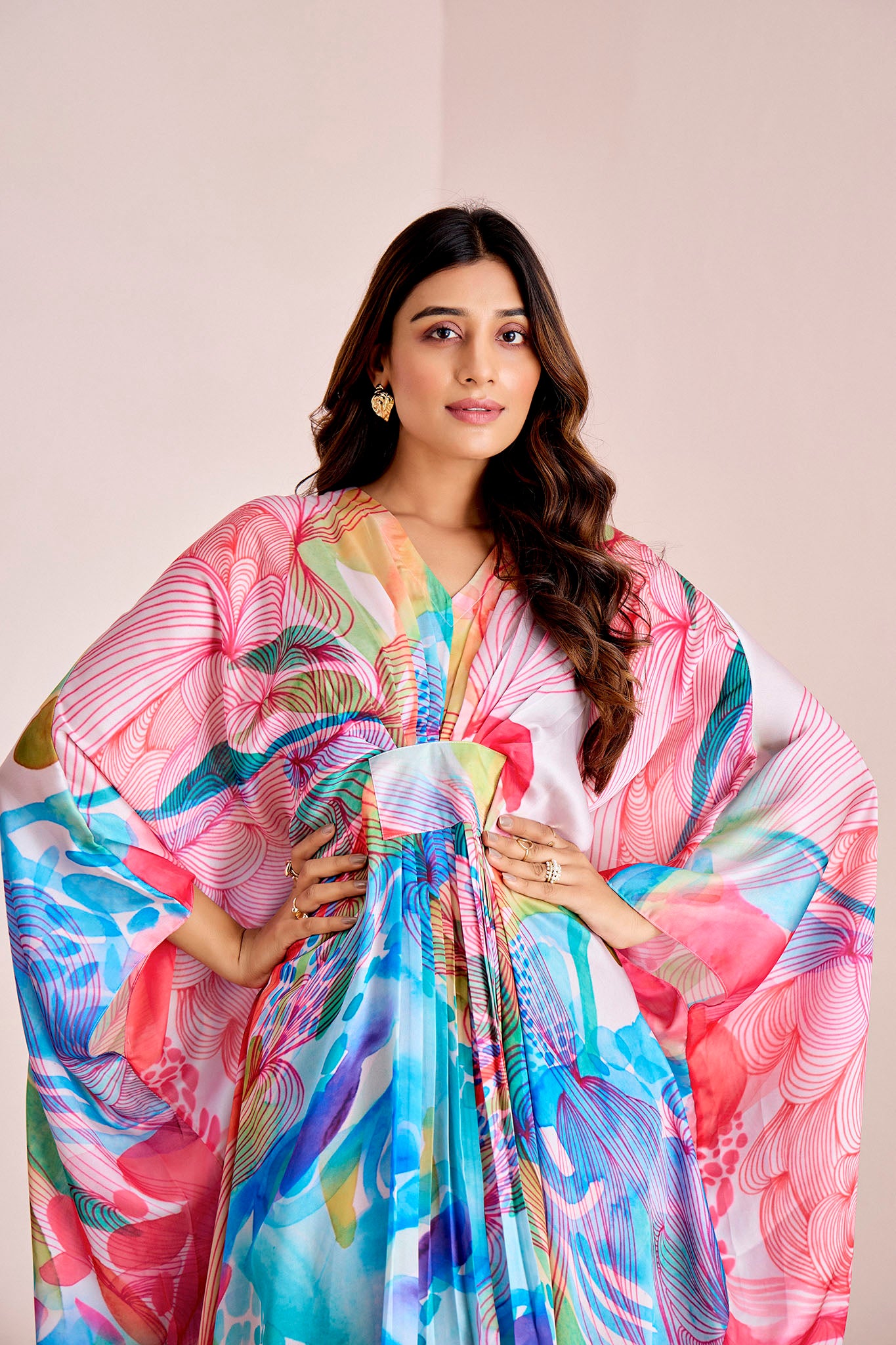 Floral Long Kaftan Dress
