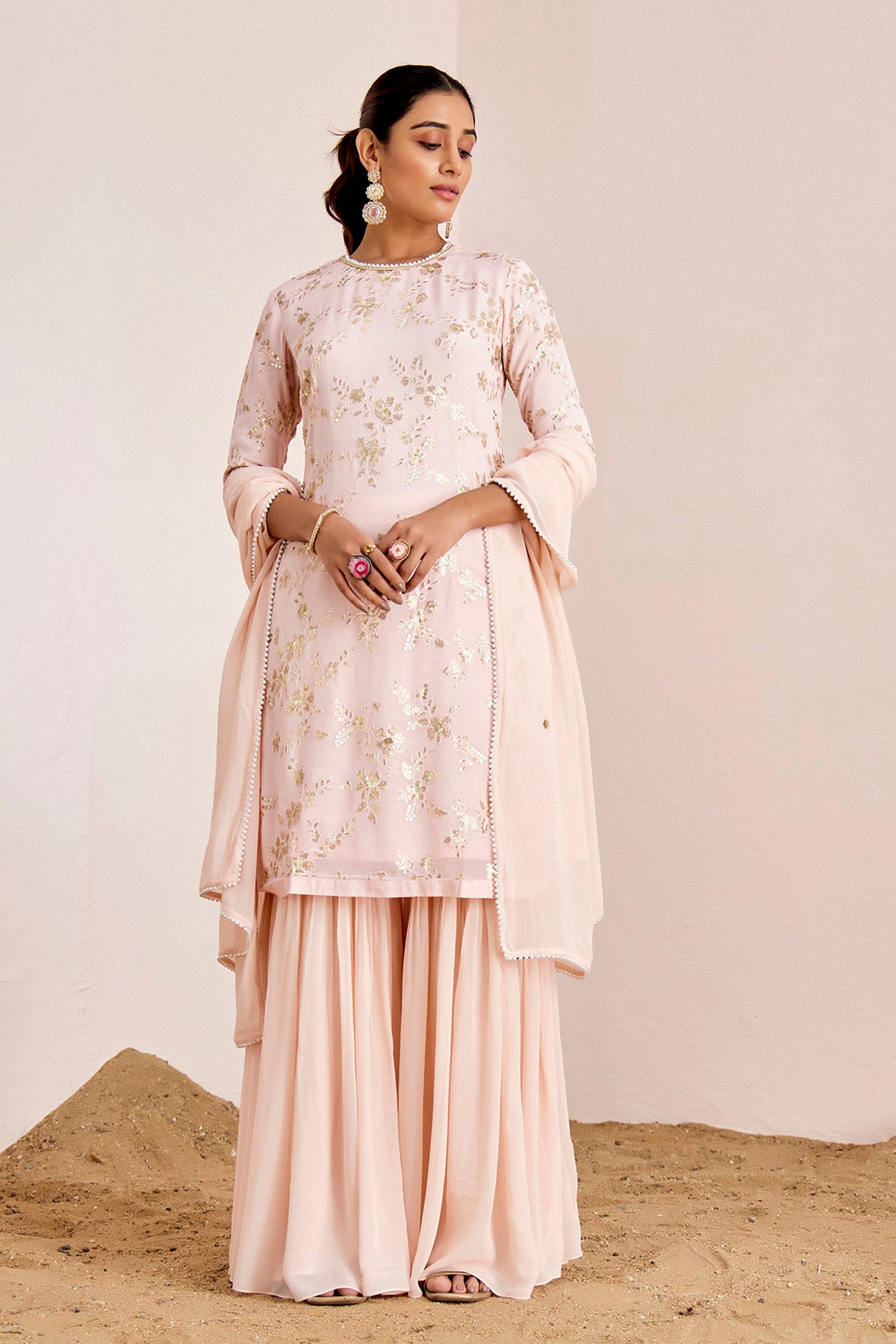 LIGHT PINK SHARARA SET