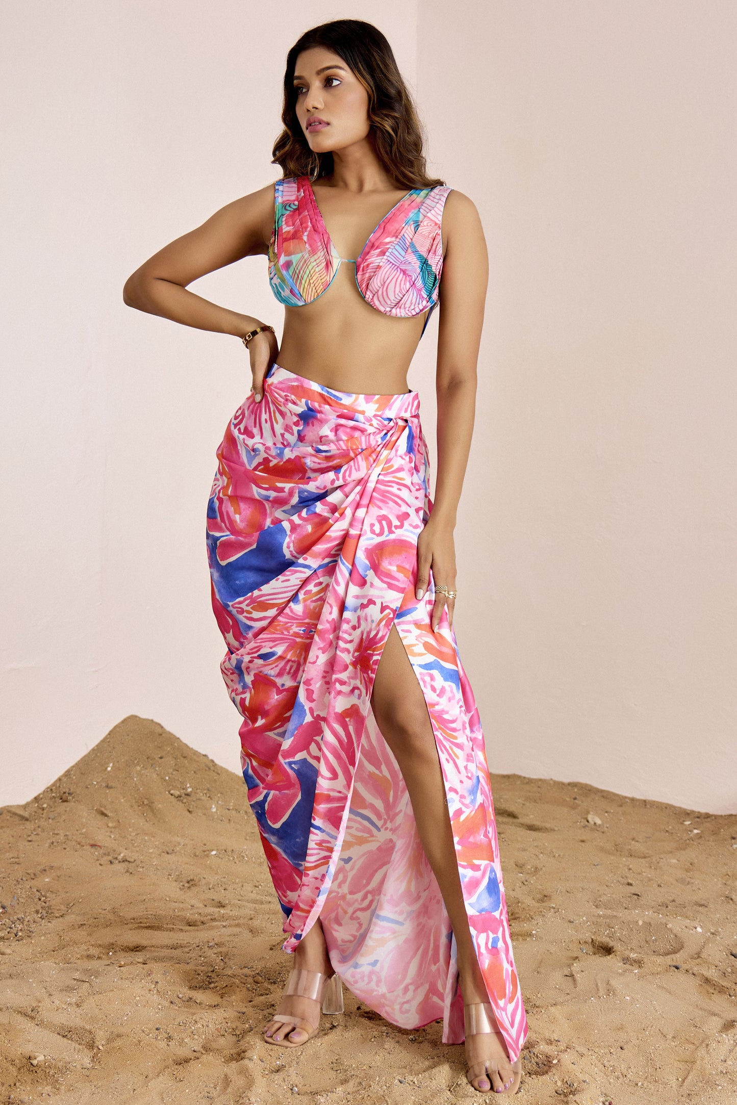 Bralette And Drape Skirt Set