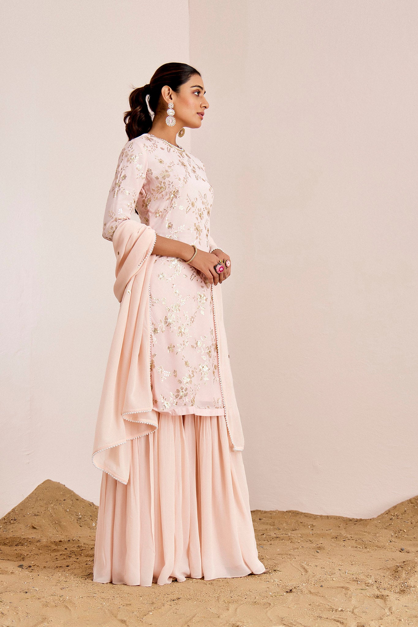 LIGHT PINK SHARARA SET