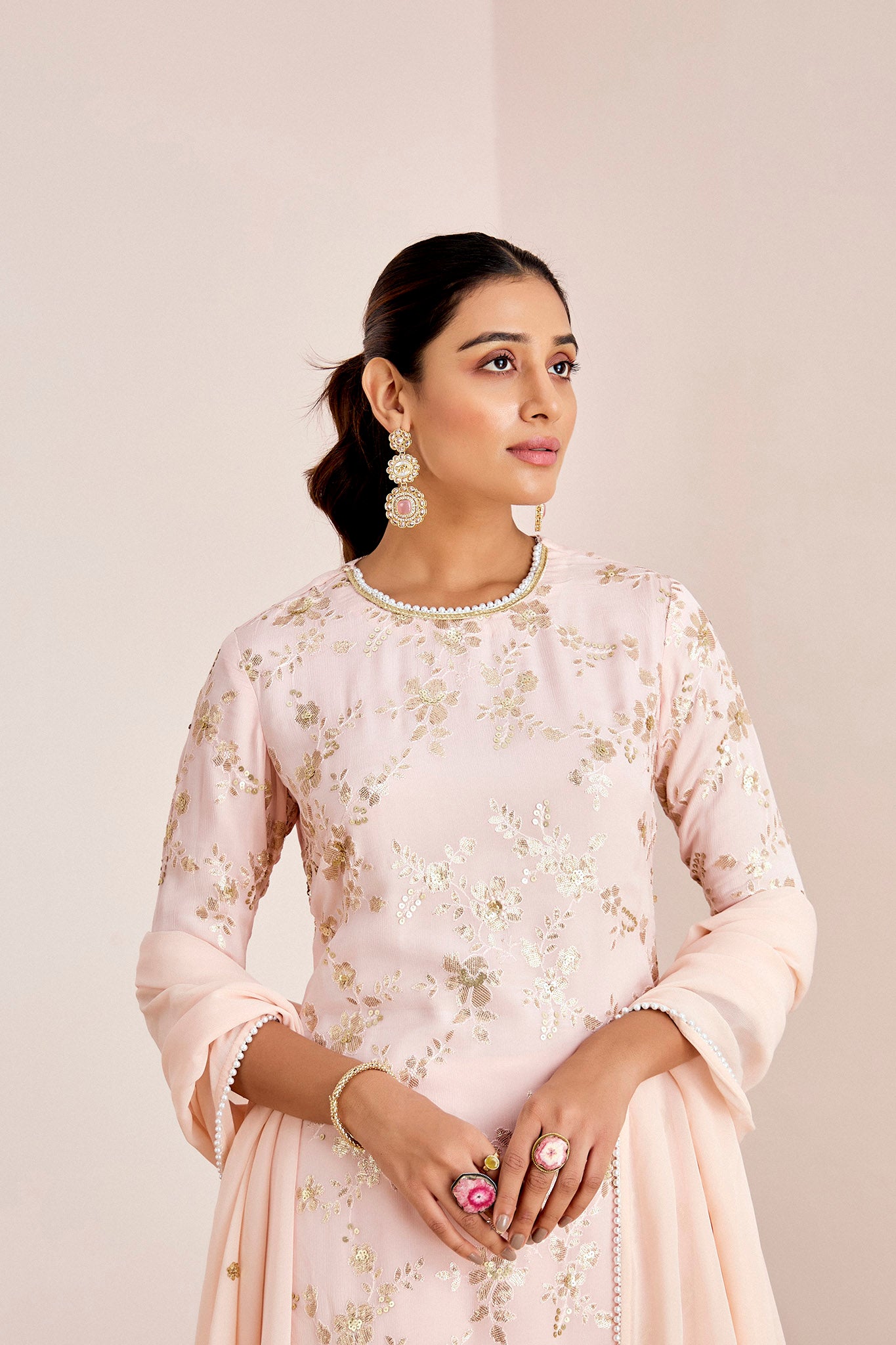 LIGHT PINK SHARARA SET