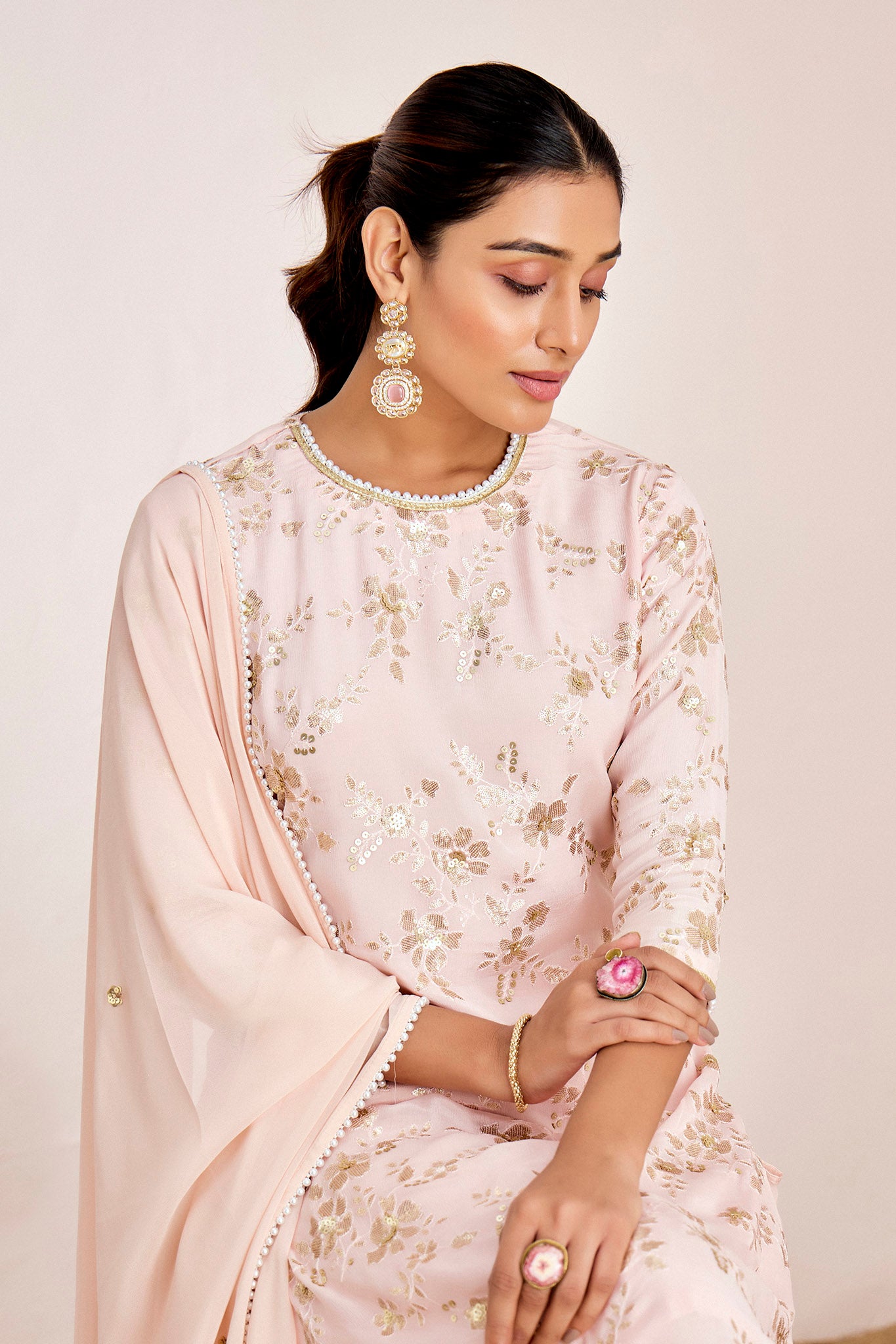 LIGHT PINK SHARARA SET