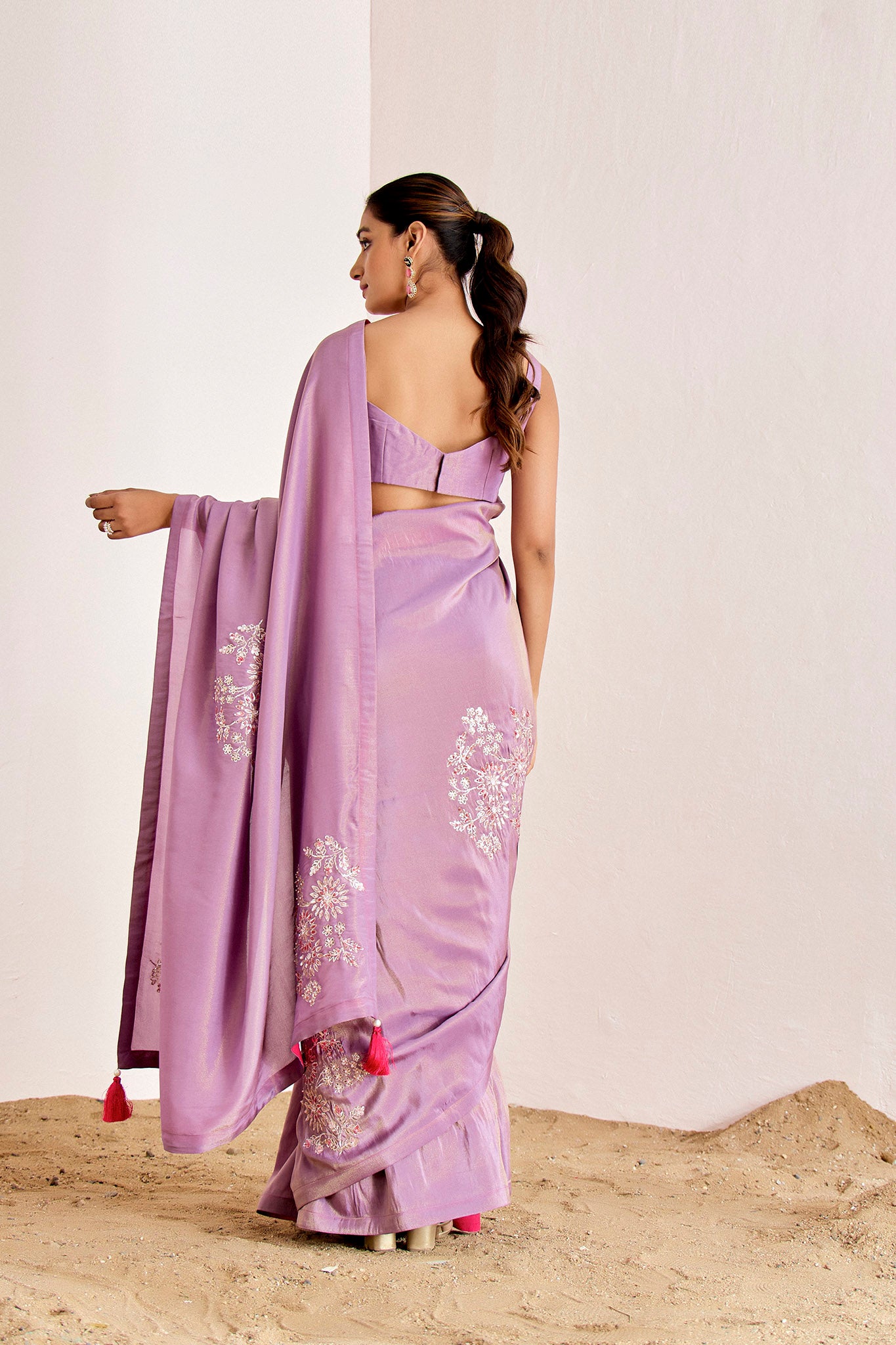 LAVENDER PITTA SHIMMER SAREE