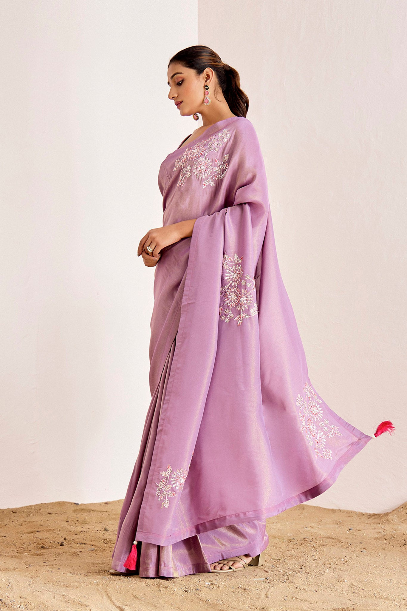 LAVENDER PITTA SHIMMER SAREE