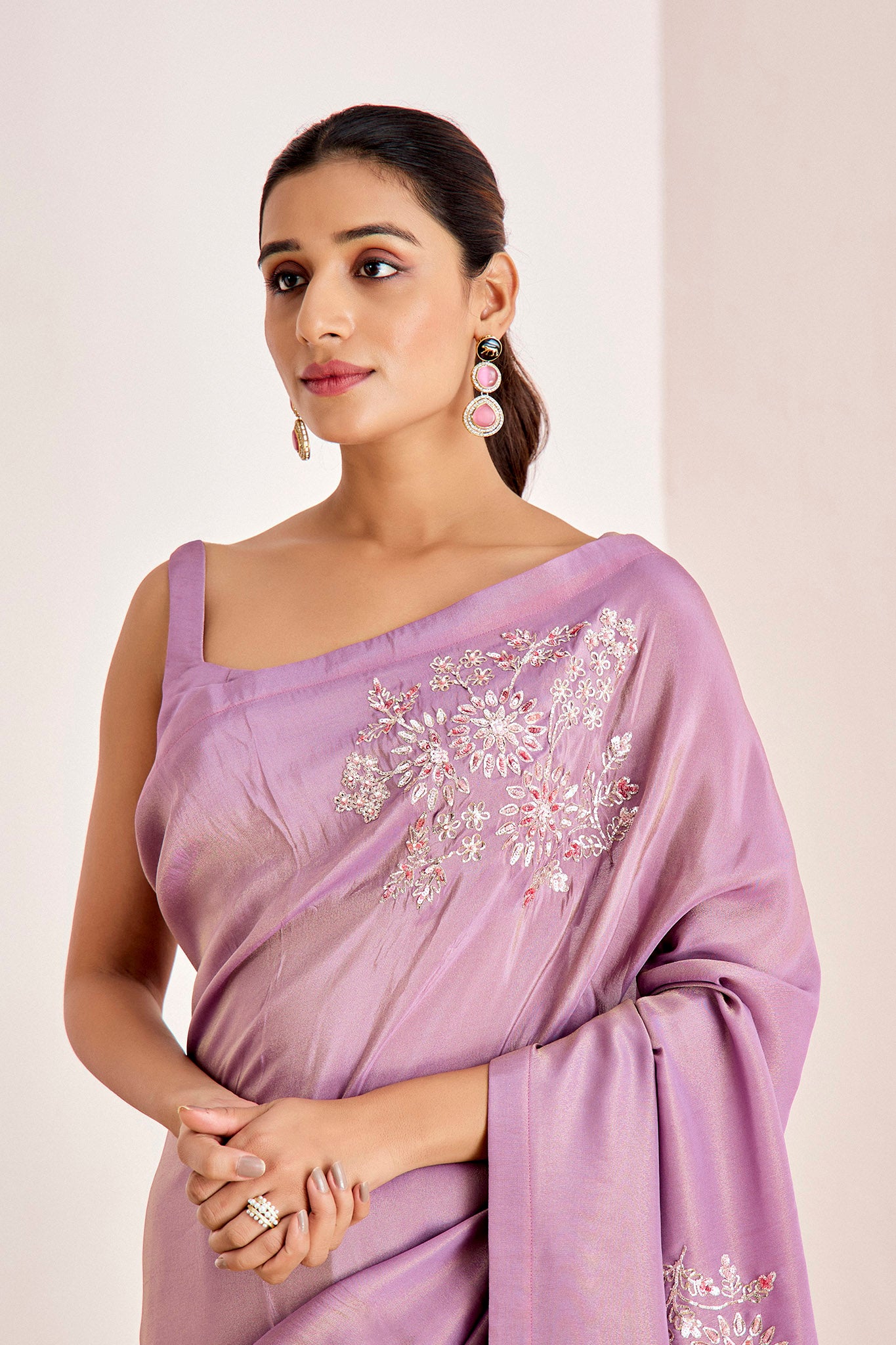 LAVENDER PITTA SHIMMER SAREE