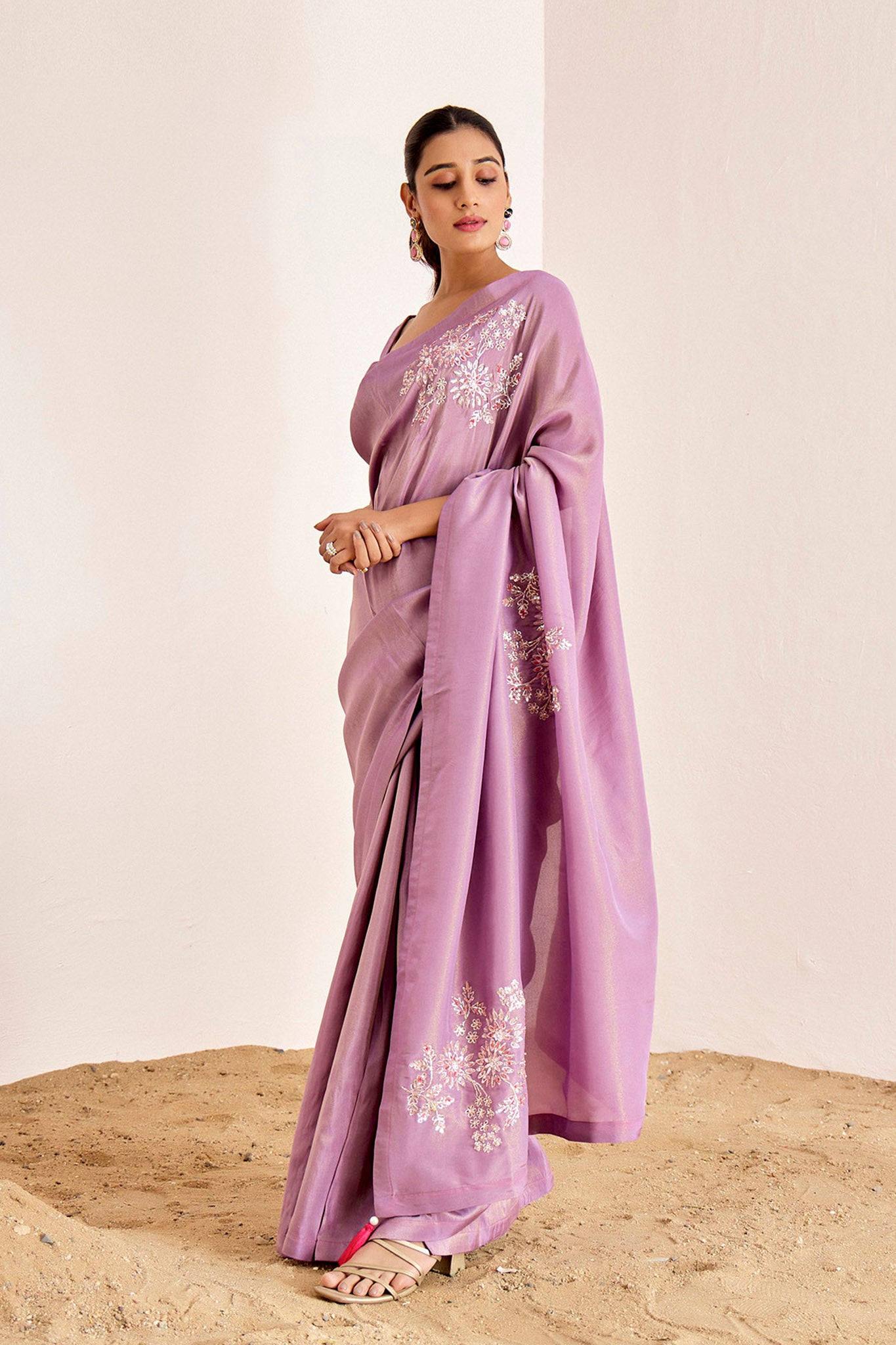 LAVENDER PITTA SHIMMER SAREE